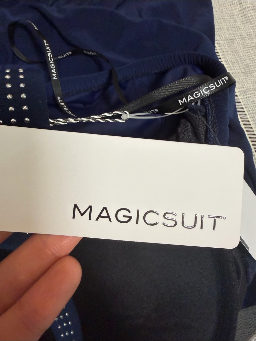NWT MagicSuit Miracles Hit Swimsuit Gabby Romper Women's 12 Navy One Piece $174 - Picture 14 of 16